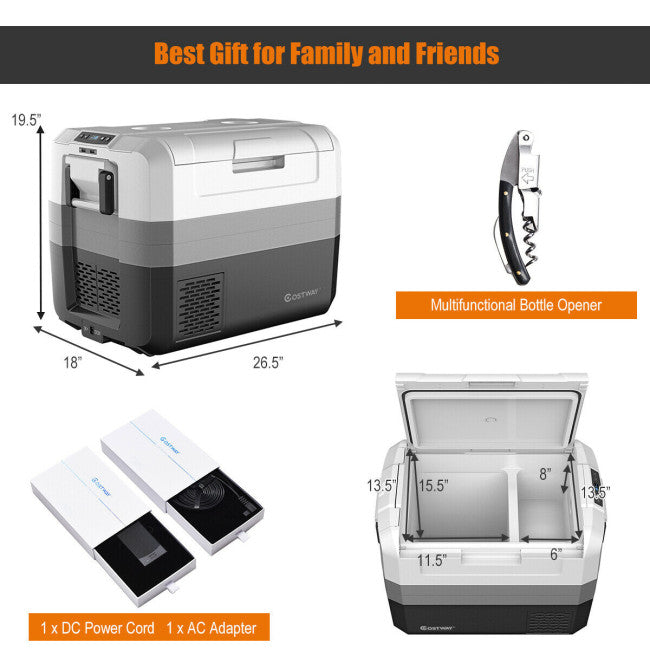 58 Quart Portable Car Refrigerator Electric Camping Car Cooler Fridge Compact RV Freezer with Two-Way Open Door