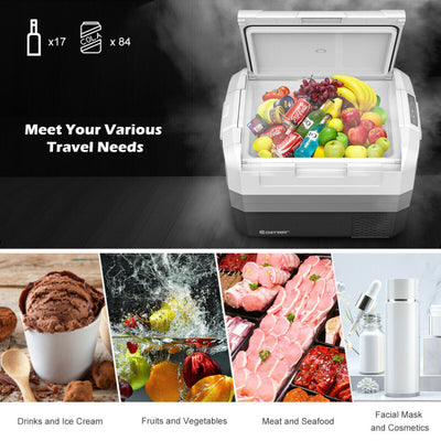 58 Quart Portable Car Refrigerator Electric Camping Car Cooler Fridge Compact RV Freezer with Two-Way Open Door