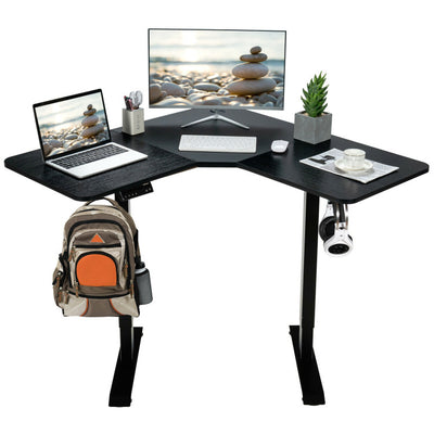59.5 Inch L Shaped Electric Standing Desk Height Adjustable Rolling Office Sit Desk with LCD Display and 4 Memory Positions