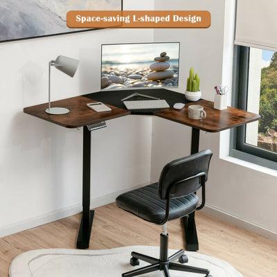 59.5 Inch L Shaped Electric Standing Desk Height Adjustable Rolling Office Sit Desk with LCD Display and 4 Memory Positions