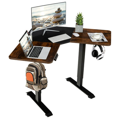 59.5 Inch L Shaped Electric Standing Desk Height Adjustable Rolling Office Sit Desk with LCD Display and 4 Memory Positions