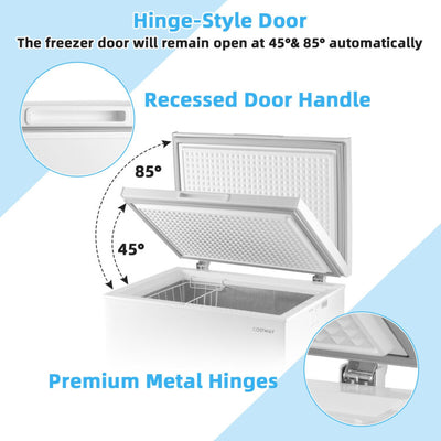 5 Cu Ft Compact Chest Freezer Refrigerator with 7-Grade Adjustable Temperature and Removable Storage Basket