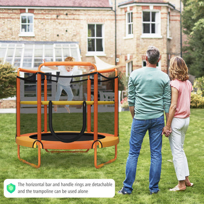 5FT Outdoor Kids Trampoline 3-in-1 ASTM Approved Toddler Game Trampoline with Adjustable Horizontal Bar Enclosure Safety Net