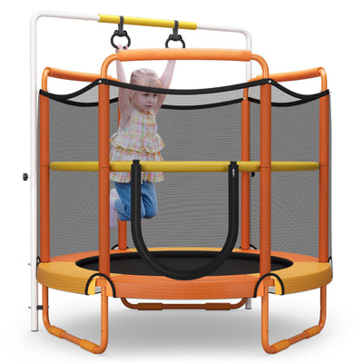 5FT Outdoor Kids Trampoline 3-in-1 ASTM Approved Toddler Game Trampoline with Adjustable Horizontal Bar Enclosure Safety Net