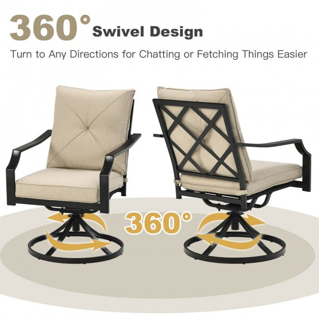 Set of 2 Patio Swivel Dining Chairs with Cushions