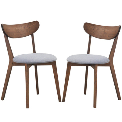 Set of 2 Dining Chair Upholstered Curved Back Side