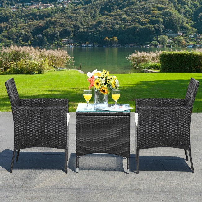 2 pieces Patio Wicker Chairs with Cozy Seat Cushions