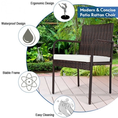 4 Pieces Rattan Outdoor Bistro set Dining Chairs and Table