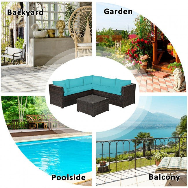 6 Pieces Patio Furniture Sofa Set with Cushions for Outdoor