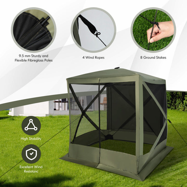 6.7 x 6.7 Feet Pop Up Gazebo Portable Screen Tent Instant Canopy Shelter with Netting and Carry Bag for Camping