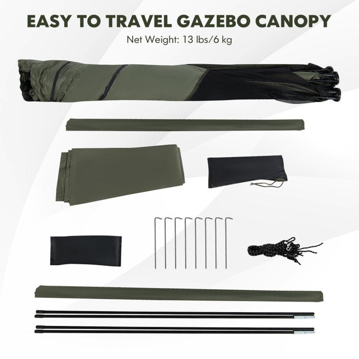 6.7 x 6.7 Feet Pop Up Gazebo Portable Screen Tent Instant Canopy Shelter with Netting and Carry Bag for Camping