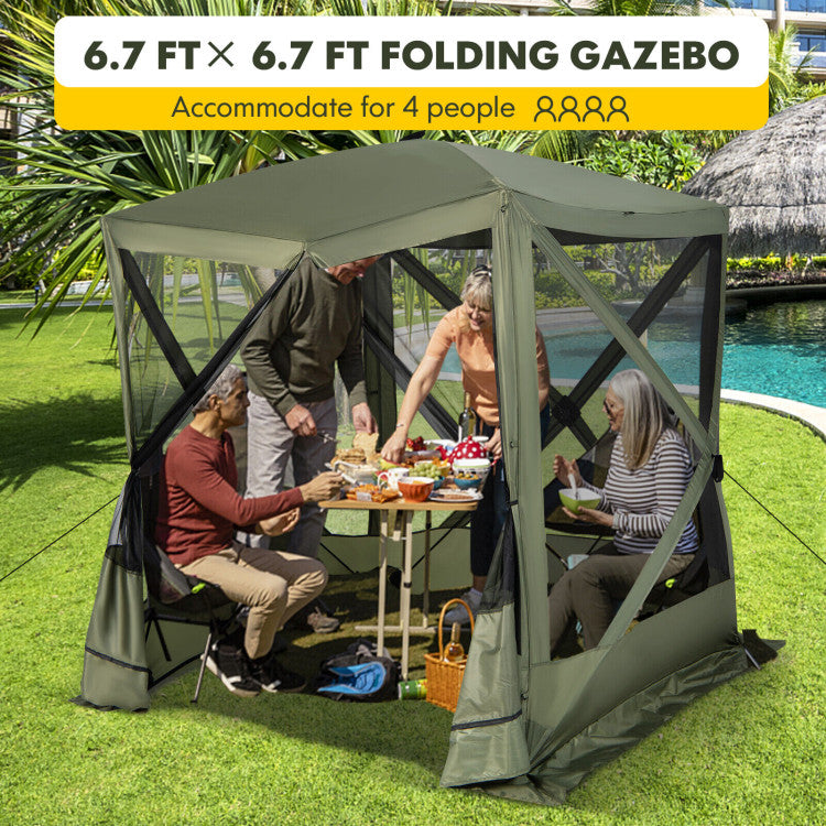 6.7 x 6.7 Feet Pop Up Gazebo Portable Screen Tent Instant Canopy Shelter with Netting and Carry Bag for Camping