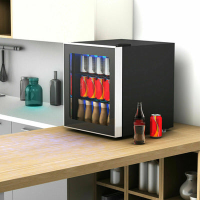 60 Can Freestanding Mini Wine Cooler Refrigerator Intelligent Beverage Fridge with Adjustable Temperature Control