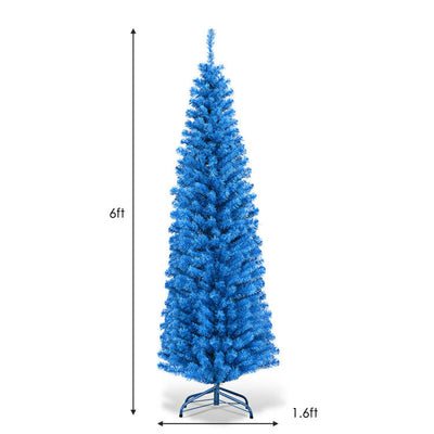 6 Feet Unlit Artificial Christmas Halloween Pencil Tree with Metal Stand