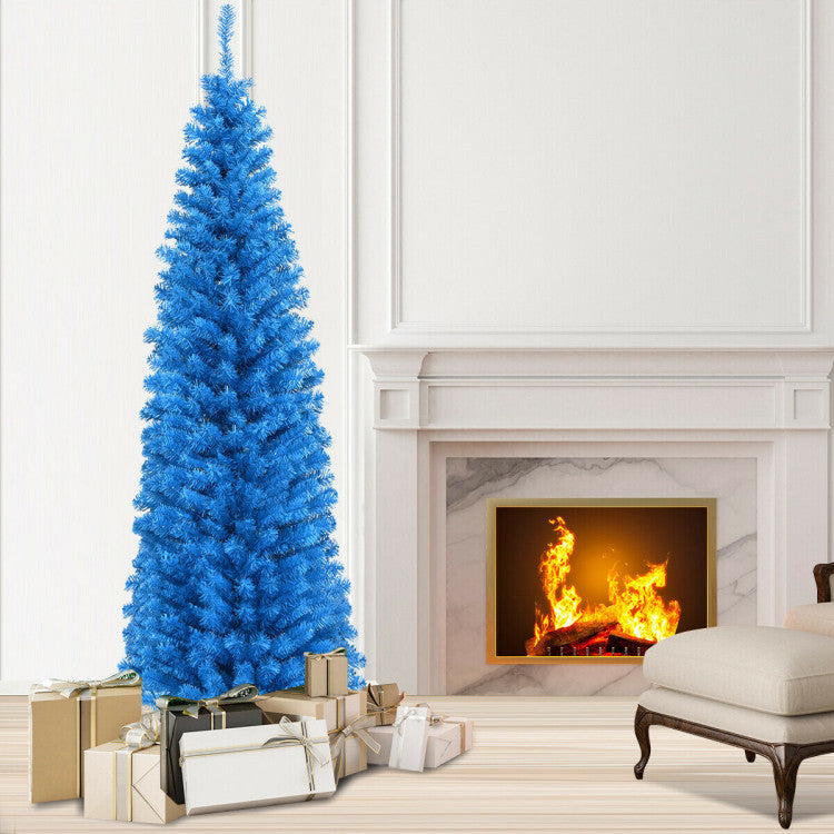 6 Feet Unlit Artificial Christmas Halloween Pencil Tree with Metal Stand