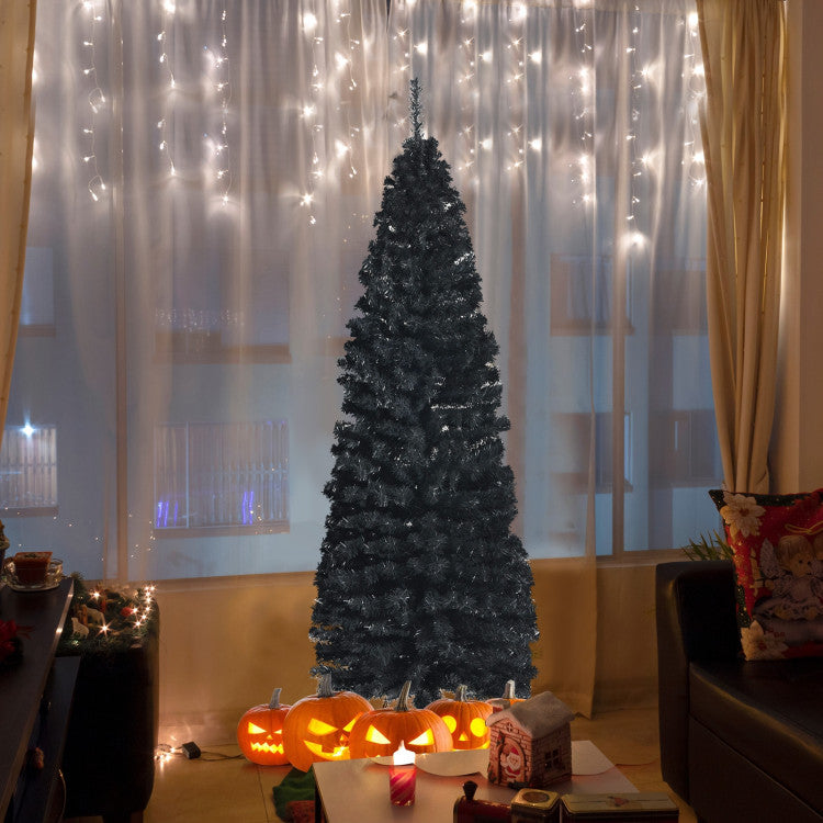 6 Feet Unlit Artificial Christmas Halloween Pencil Tree with Metal Stand