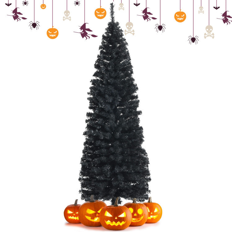 6 Feet Unlit Artificial Christmas Halloween Pencil Tree with Metal Stand