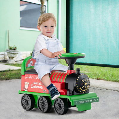 6V 2-in-1 Kids Ride On Train Battery Powered Electric Toy Car With 16 Pieces Tracks and 6 Wheels