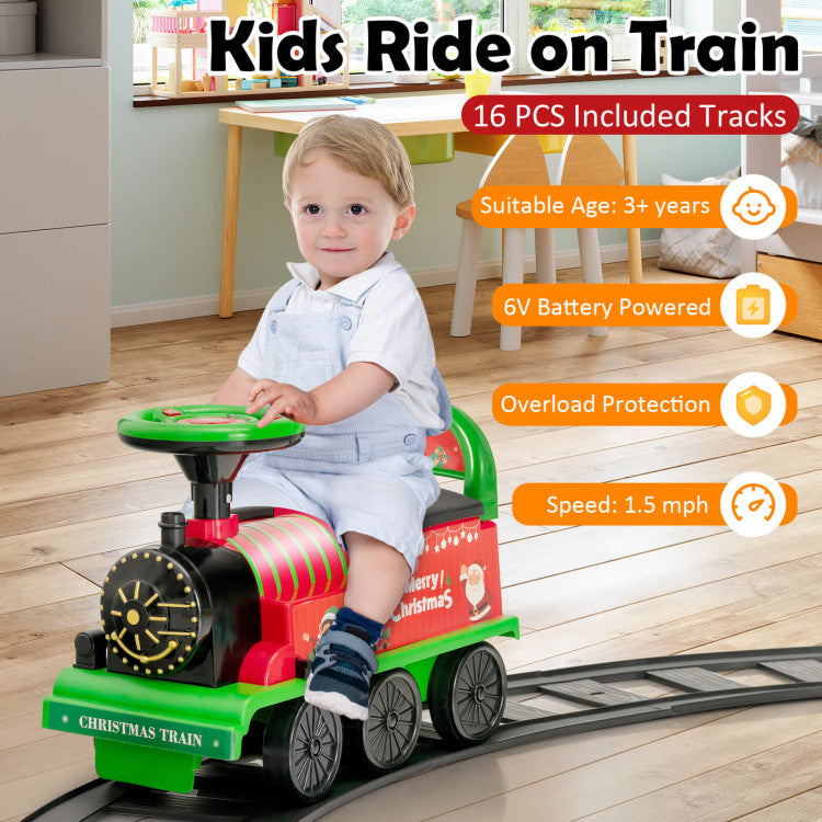 6V 2-in-1 Kids Ride On Train Battery Powered Electric Toy Car With
