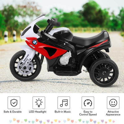 6V BMW Licensed Electric Kids Ride-On Motorcycle Battery Powered 3-Wheel Motorcycle Toy with Headlights