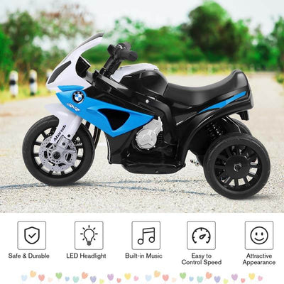 6V BMW Licensed Electric Kids Ride-On Motorcycle Battery Powered 3-Wheel Motorcycle Toy with Headlights