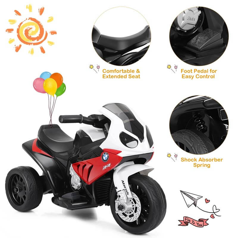 6V BMW Licensed Electric Kids Ride-On Motorcycle Battery Powered 3-Wheel Motorcycle Toy with Headlights