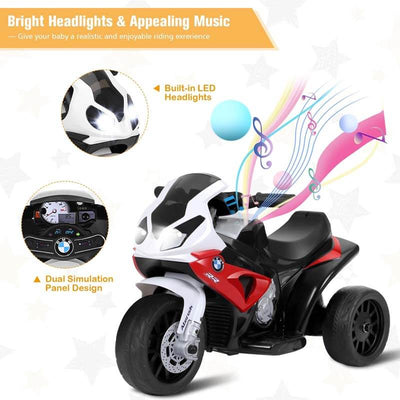 6V BMW Licensed Electric Kids Ride-On Motorcycle Battery Powered 3-Wheel Motorcycle Toy with Headlights