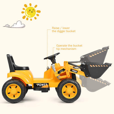 6V Battery Powered Electric Vehicle Construction Tractor Kids Ride On Excavator with Flexible Front Loader