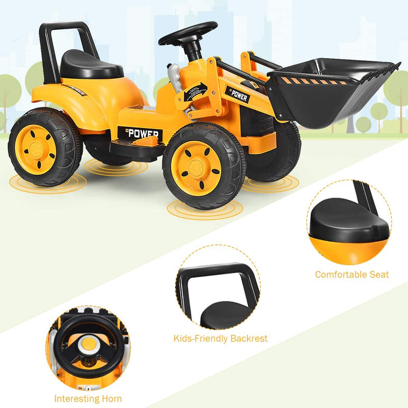 6V Battery Powered Electric Vehicle Construction Tractor Kids Ride On Excavator with Flexible Front Loader