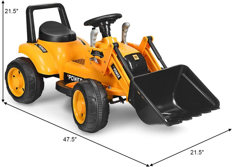 6V Battery Powered Electric Vehicle Construction Tractor Kids Ride On Excavator with Flexible Front Loader
