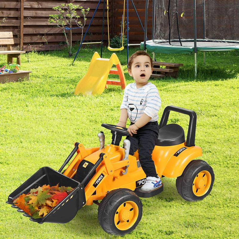 6V Battery Powered Electric Vehicle Construction Tractor Kids Ride On Excavator with Flexible Front Loader