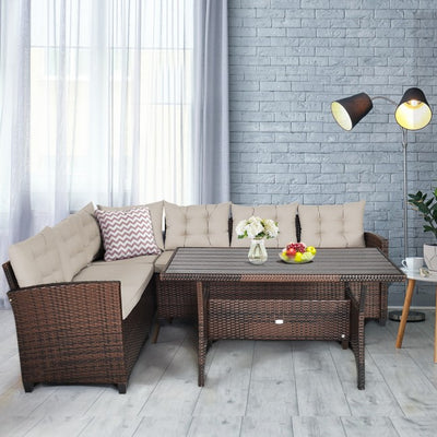 3 Pieces Patio Rattan Sofa Set