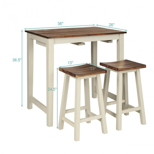 3 Pces Apartment Dining Table Set