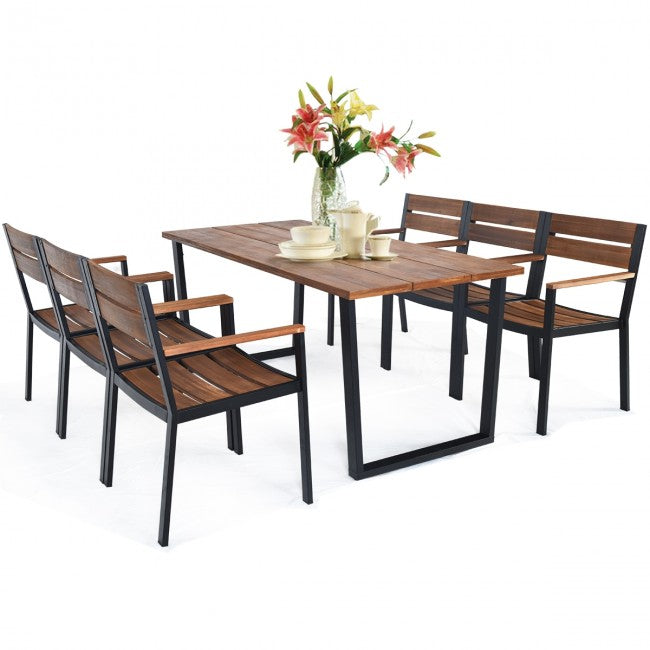 7 Pieces Outdoor Patio Dining Table Set with Hole
