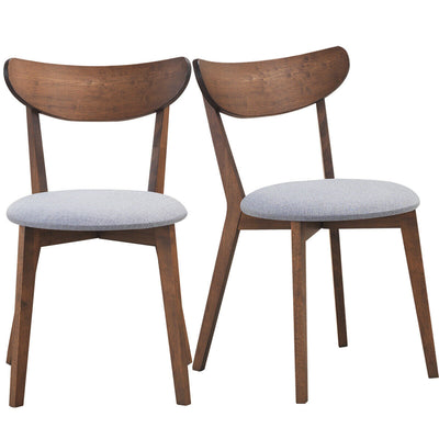 Set of 2 Dining Chair Upholstered Curved Back Side