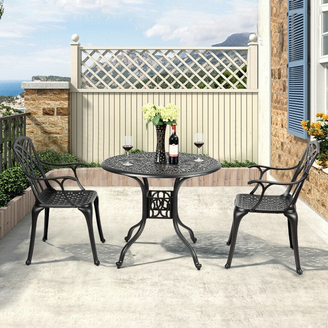2 Pieces Durable Aluminum Dining Chairs Set with Armrest