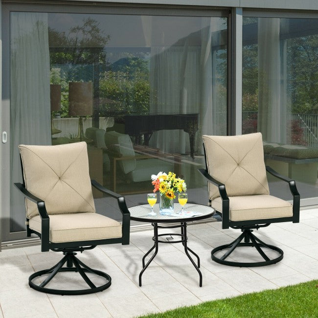 Set of 2 Patio Swivel Dining Chairs with Cushions
