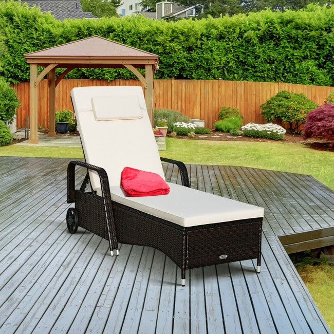 Outdoor Cushioned Recliner with Adjustable Backrest