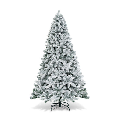 7.5 Feet Artificial Christmas Tree with 1010 Branch Tips and Snow Flocked Leaves