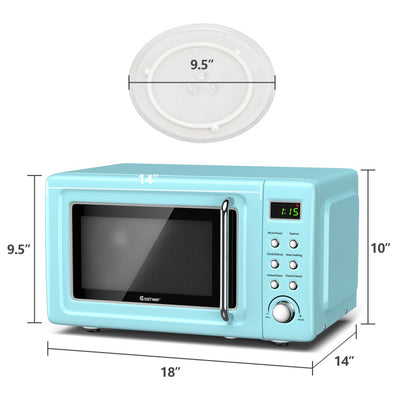 700W Compact Retro Countertop Microwave Oven with 8 Automatic Cooking Modes and Child Lock