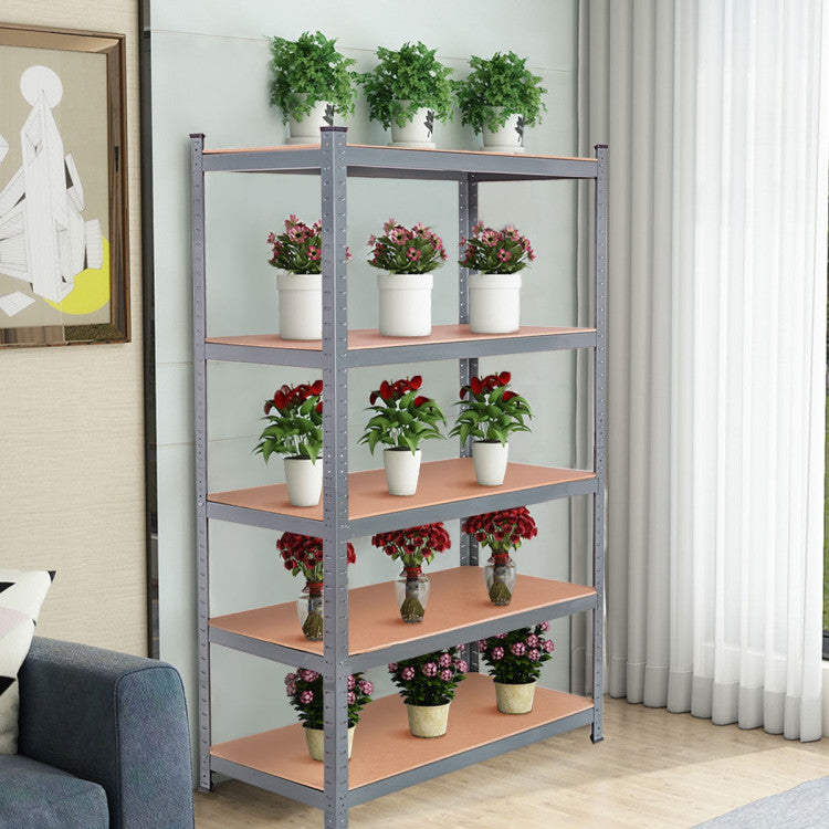 72" Heavy Duty Steel Storage Shelves Garage Muscle Rack with 5 Tier Adjustable Metal Shelving Unit for Basement