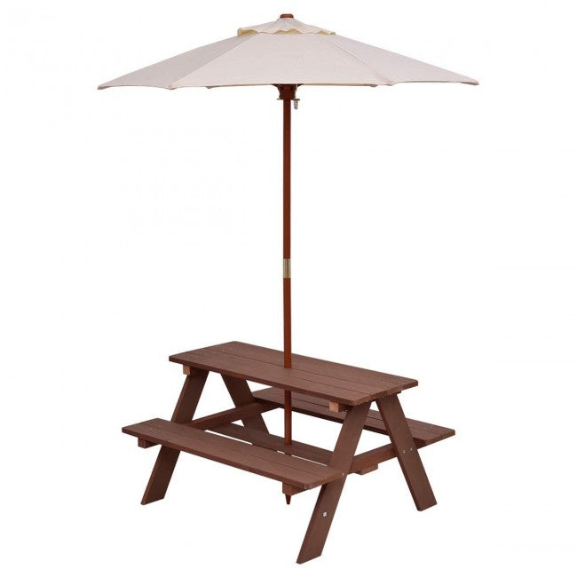 4-Seat Outdoor Picnic Table Bench with Umbrella