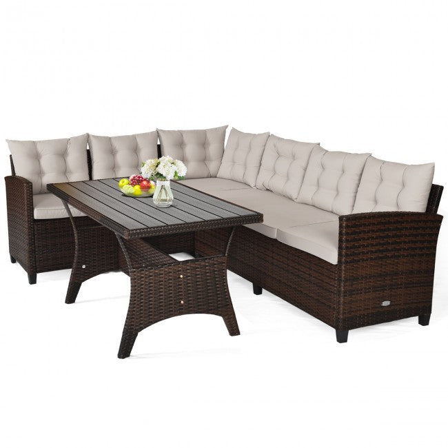 3 Pieces Patio Rattan Sofa Set