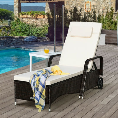 Outdoor Cushioned Recliner with Adjustable Backrest