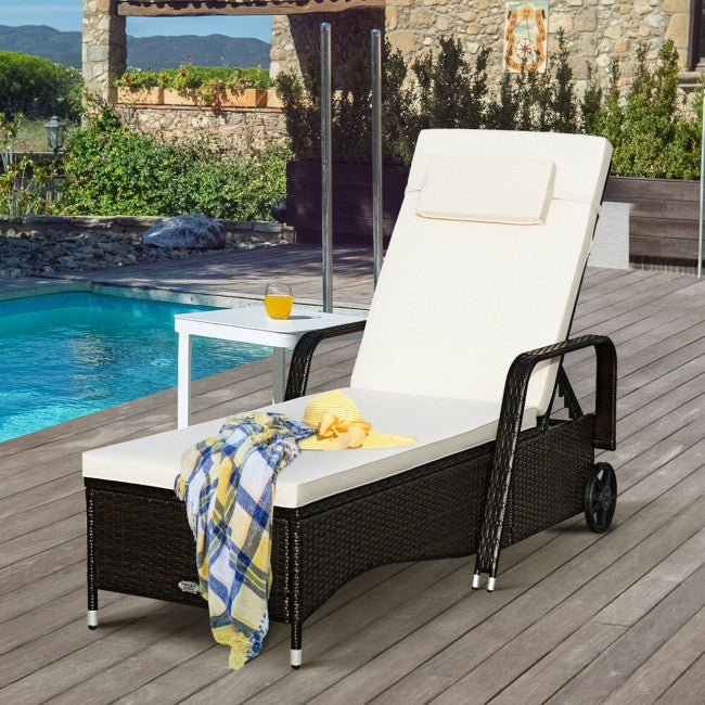 Outdoor Cushioned Recliner with Adjustable Backrest