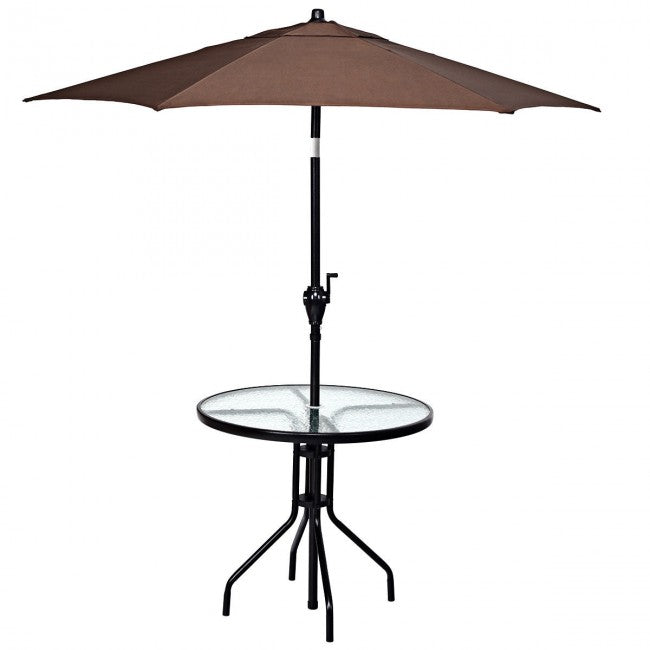 32 inch patio table with umbrella hole 32 Inch Outdoor Patio Round Tempered Glass Top Table with Umbrella Hole