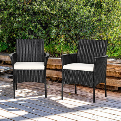 2 pieces Patio Wicker Chairs with Cozy Seat Cushions