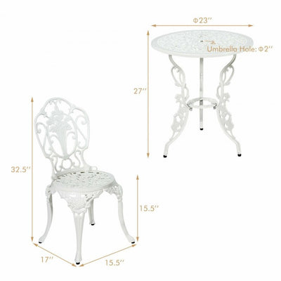 3 Pieces Patio Table Chairs Furniture Bistro Set