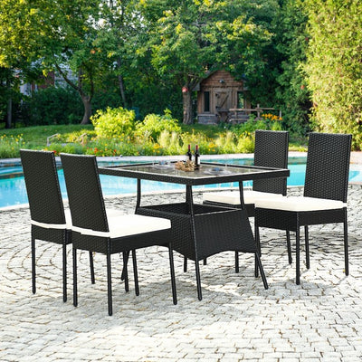 5 Pcs Outdoor Patio Rattan Dining Set