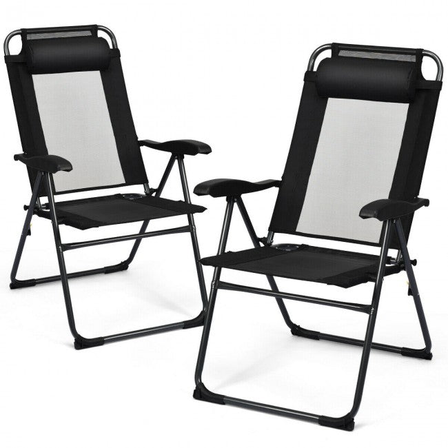 2 Pieces Patio Folding Recliner Chairs